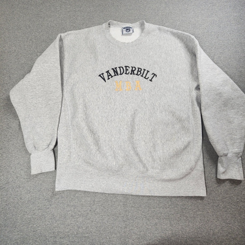 Lee Crossgrain Vanderbilt MBA Sweatshirt Mens XL Gray Good Collegiate Pullover